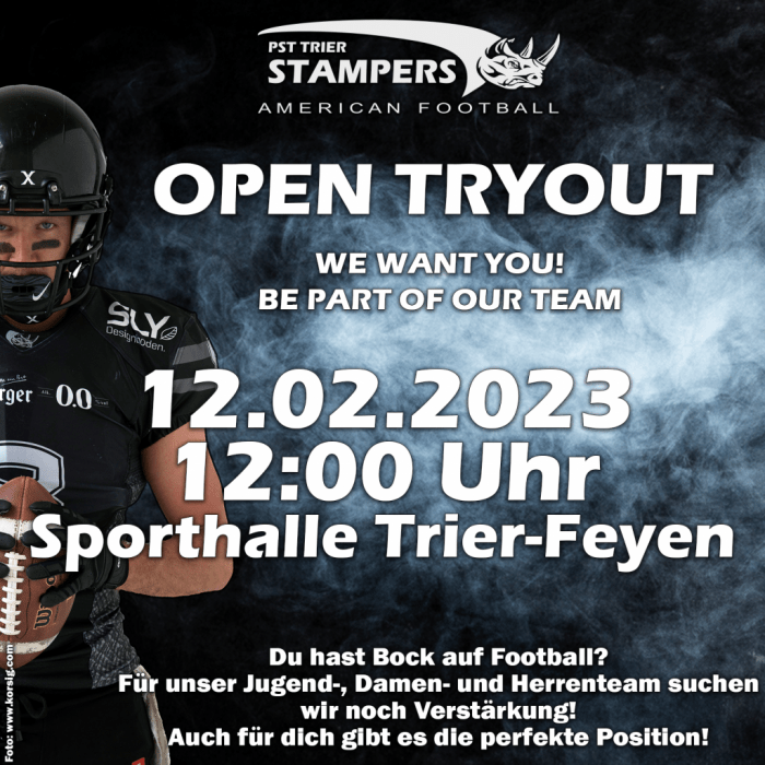 Offenes Probetraining am Super Bowl Sunday