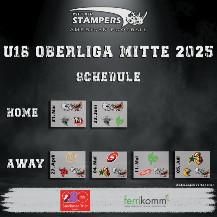 Spielplan der Juniors 2025