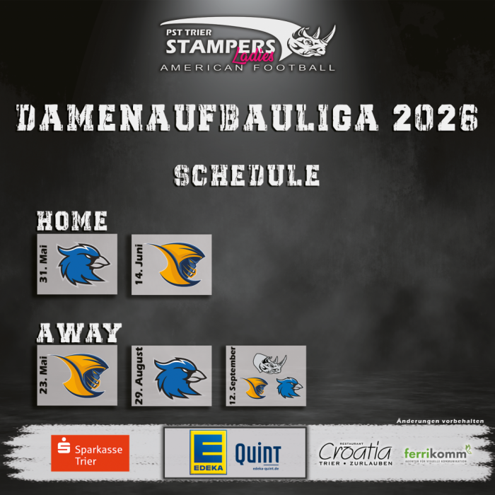 Spielplan der Damen 2026